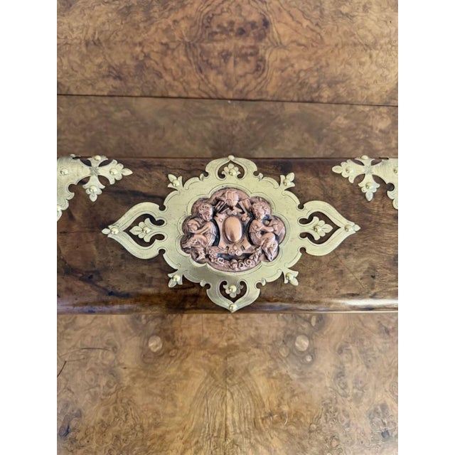 Metal Victorian Burr Walnut and Brass Mounted Jewellery Box, 1880s For Sale - Image 7 of 8