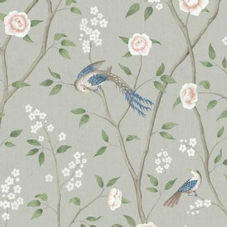 Borastapeter Paradise Birds Wallpaper in Mineral Shimmer For Sale