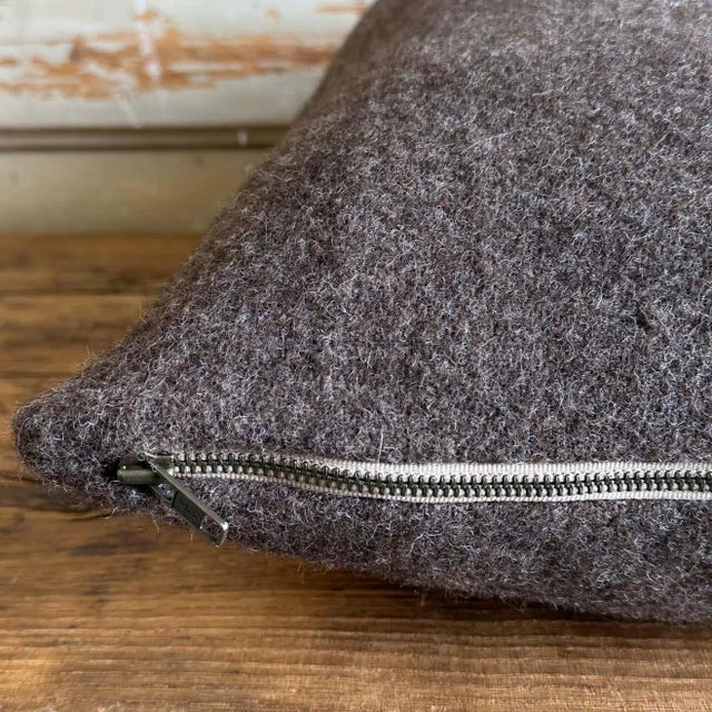 Mid-Century Modern Custom Made Coco Brown Alpaca Wool Accent Pillow With Insert For Sale - Image 3 of 8