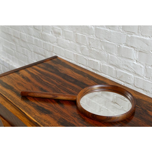 Black Rosewood Hand Mirror by Uno & Osten Kristiansson for Luxus, Sweden, 1950s For Sale - Image 8 of 18