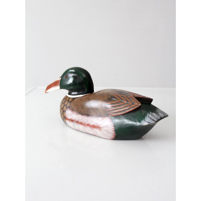 Farmhouse Vintage Hand Painted Wood Mallard Duck Decoy For Sale - Image 3 of 15