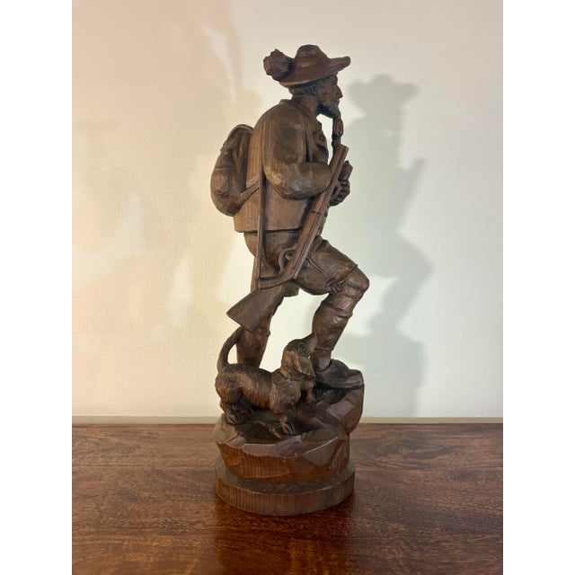 Wood Antique Black Forest Hand-Carved Hunter Figure With Dog, Swiss Folk Art, 19c For Sale - Image 7 of 9