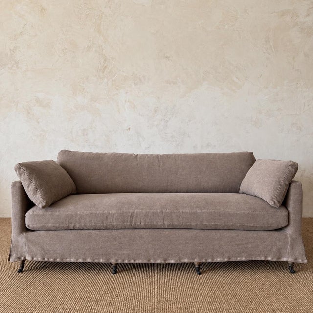 Rudin Sofa Slip Covered by Bloom Home – Fawn For Sale - Image 10 of 11
