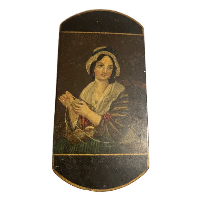 Mid-18th Century Hand-Painted Lacquered Wood Portrait Cigar Box For Sale