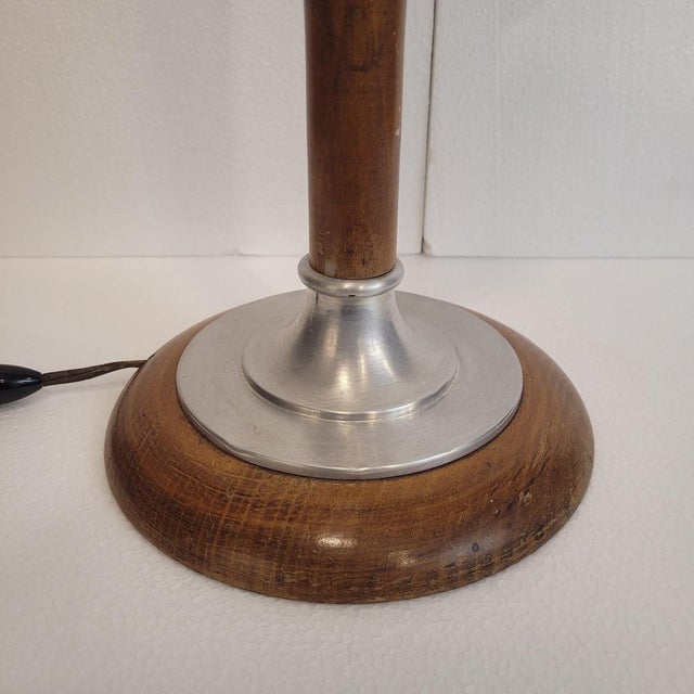Art Deco Table Lamp in Wood and Opaline Glass from MAZDA, France, 1920s For Sale - Image 13 of 18