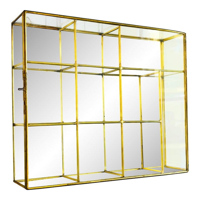 Brass and Glass Curio Display Cabinet For Sale