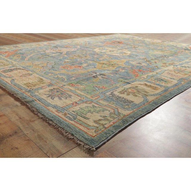 Royal Blue Vintage Blue Colorful Oushak Rug - 9'00 X 11'10 For Sale - Image 8 of 11