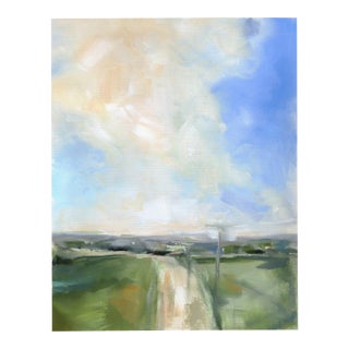 Landscape Study 265 - Original Blue Green Landscape Study Acrylic and Graphite on Paper by Jodi Miller For Sale
