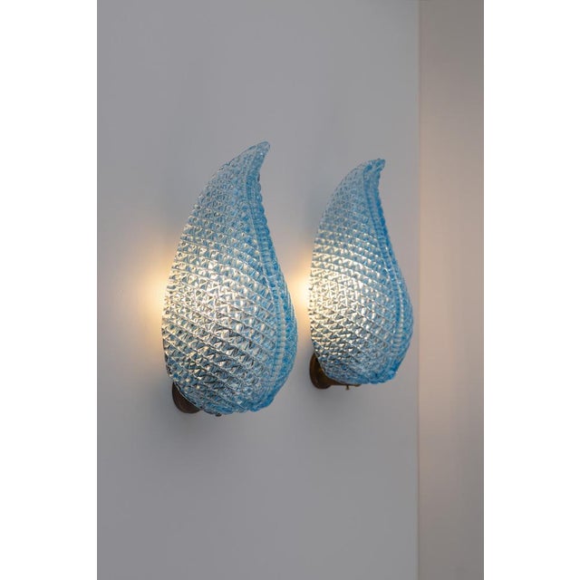 Mid-Century Modern Vintage Art Deco Murano Glass Wall Lamps from Barovier & Toso, 1920s, Set of 2 For Sale - Image 3 of 13