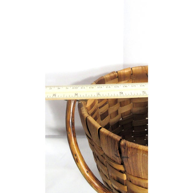 Vintage Wood Slat Basket + Bent Wood Stick Handle For Sale - Image 11 of 16