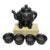 Late 19th CenturyCarved Faux Horn Elephant Teapot Set With Four Cups and Box For Sale
