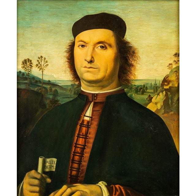 Diminutive Antique Portrait Painting of Francesco dell Opere, after Pietro Perugino Anonymous Late 19th century; Northern...