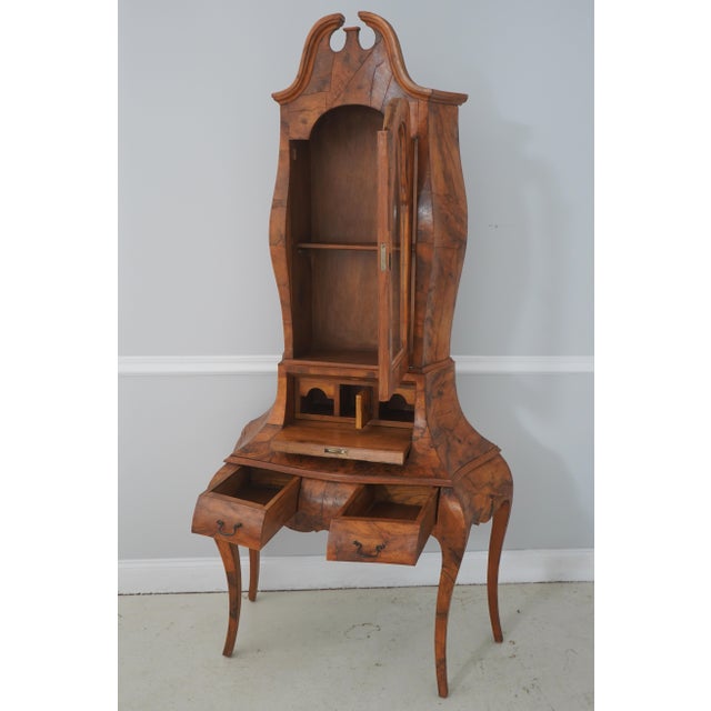 Rococo Italian Rococo Style Burl Olivewood Secretary Desk For Sale - Image 3 of 18