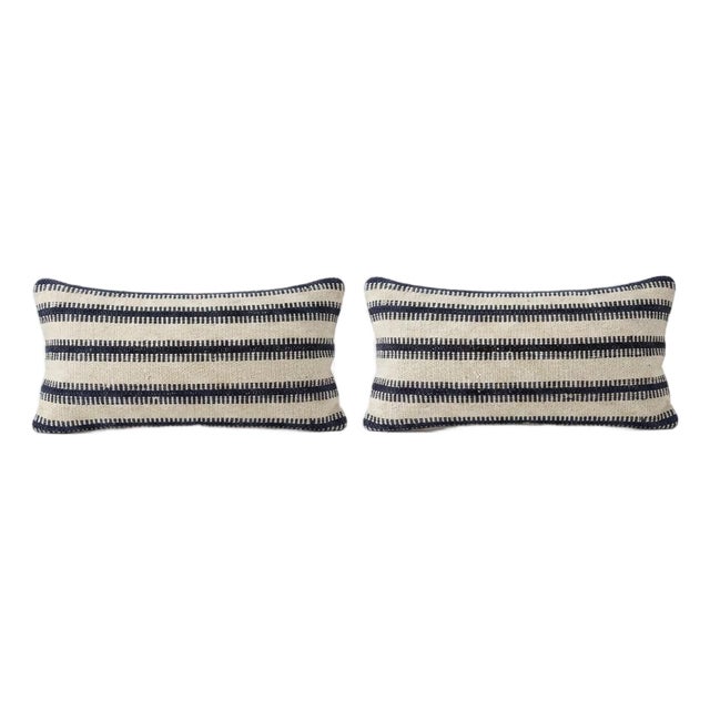 Anatolian Kilim Lumbar Pillow Cover 10'' X 20'' - Set of Two For Sale