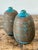 Greige Vintage Glazed Ceramic Scored Vases - A Pair For Sale - Image 8 of 12