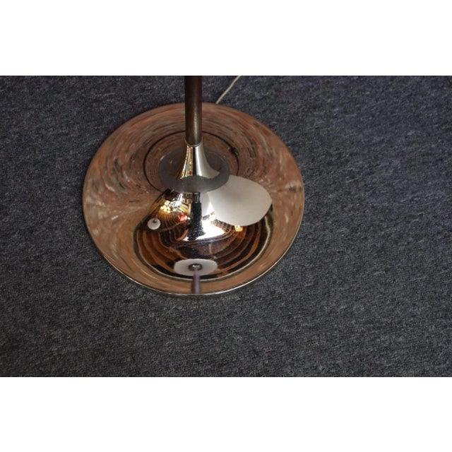 Pair of Chrome Laurel Floor Lamps With Frosted Mushroom Shades and Walnut Stems For Sale - Image 14 of 18
