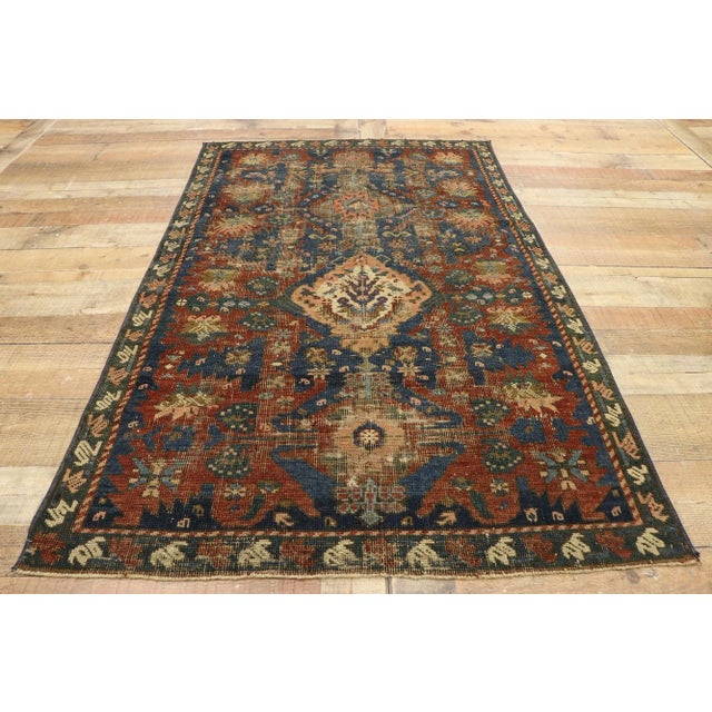 Navy Blue Antique Turkish Oushak Rug, 03'04 X 05'04 For Sale - Image 8 of 10