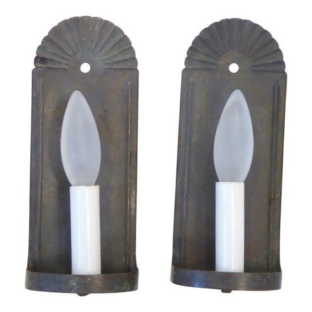 Vintage American Rustic Metal Sconces - a Pair For Sale