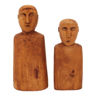 American Folk Art Set of Two Wooden Male Torsos, Early 20th Century For Sale