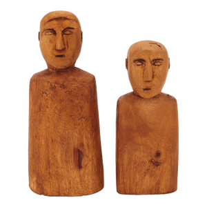 American Folk Art Set of Two Wooden Male Torsos, Early 20th Century