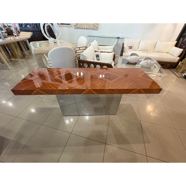 1970s 1970s Milo Baughman for Thayer Coggin Rosewood & Chrome Console Table Restored For Sale - Image 5 of 13