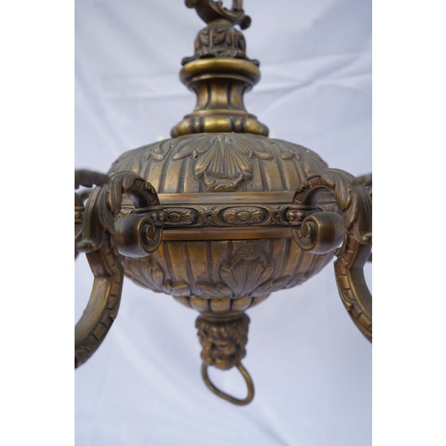 Monumental French Baroque Revival Eight-Light Cast Bronze Chandelier, Probably French, Circa 1915–1925 For Sale - Image 9 of 14