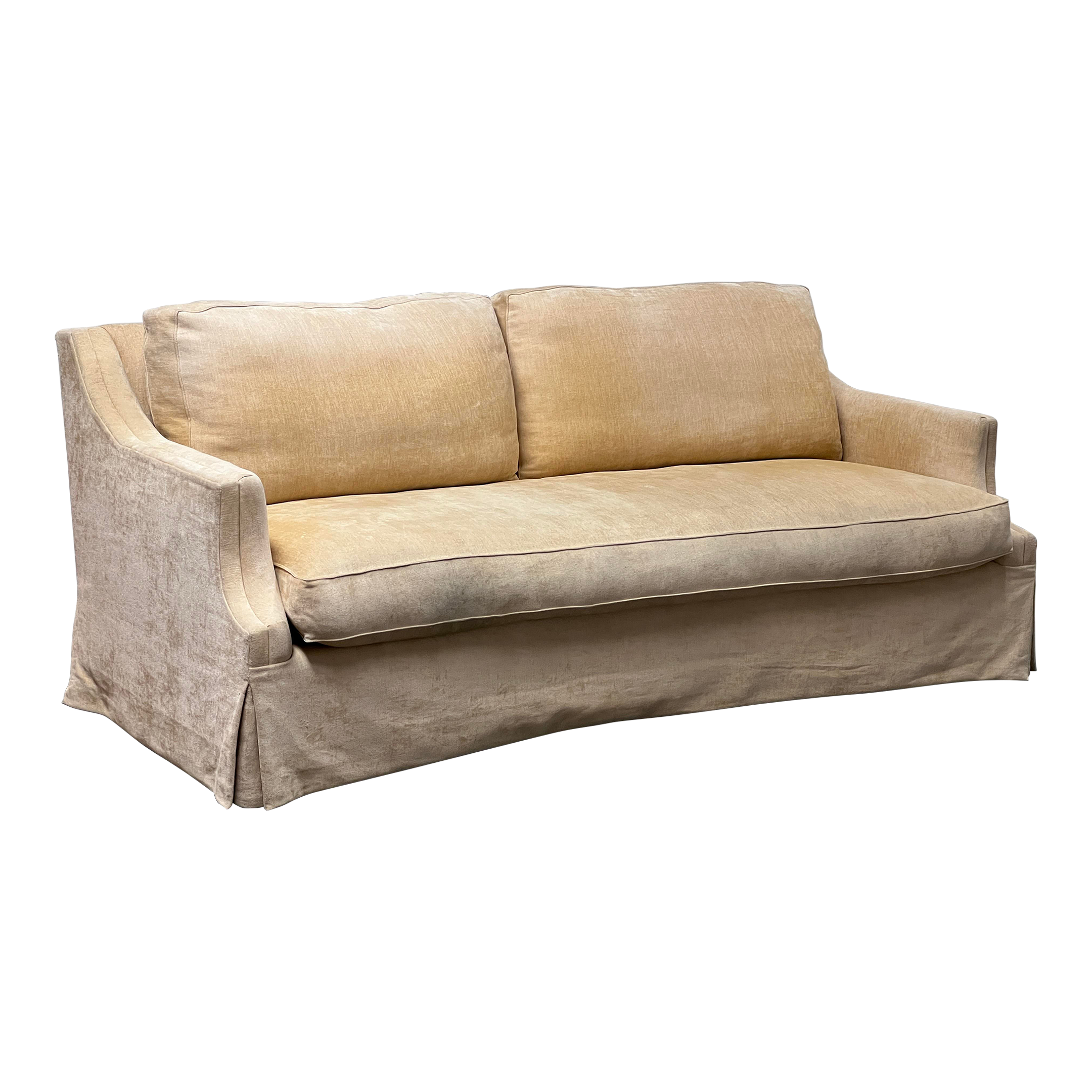 Custom Design Curved Champagne Chenille Sofa - image 0