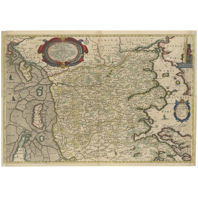 Northern Schleswig and Haderslev Map by Johannes Mejer and Johannes Blaeu, 1662 For Sale - Image 6 of 6