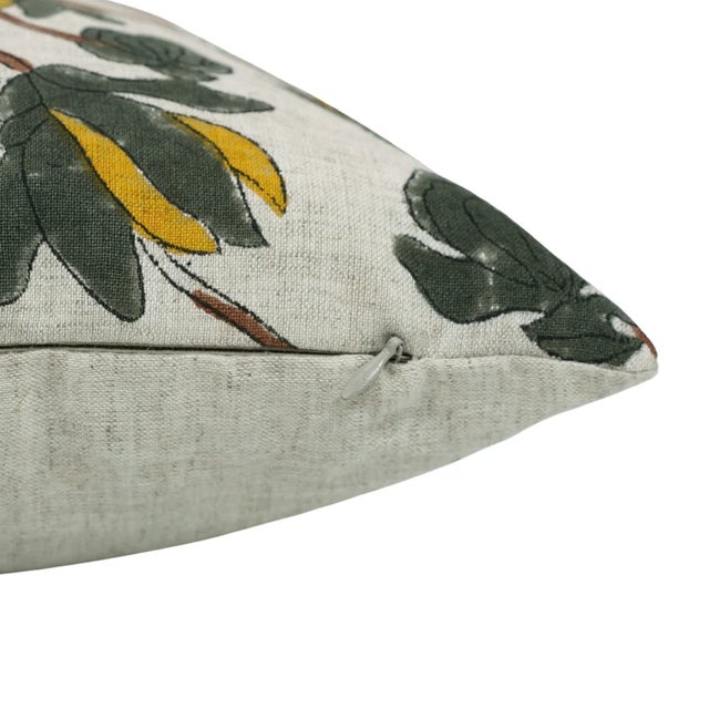 Modern Shivri Block Print Cushion Cover 24x24 Inch- Cotton Linen For Sale - Image 3 of 4