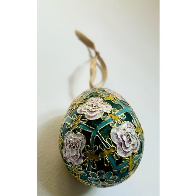 Faberge Style Cloisonne Enamel Egg Ornament, 1970's For Sale - Image 15 of 16