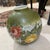 Metal Vintage French Floral Glass Hurricane Table Lamp For Sale - Image 7 of 10