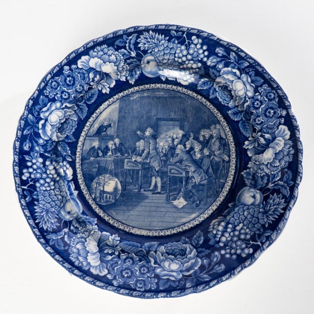 Early 20th Century Early 20th Century American Revolution Rowland & Marsellus Blue & White Historic Plates For Sale - Image 5 of 9