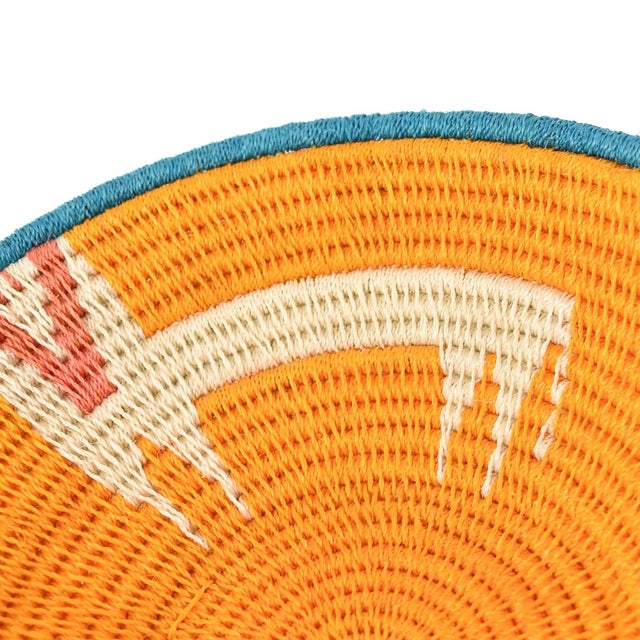 Early 20th Century Early 20th Century Sisal Handwoven Orange Lion Basket Eswatini 9inch For Sale - Image 5 of 7