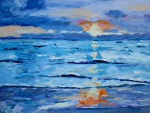 Maui Sunset Impressionist Oil Painting Seascape