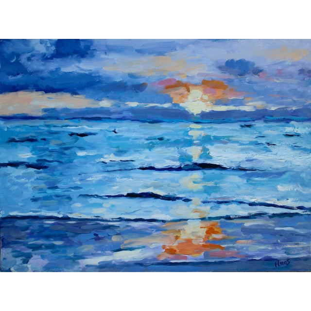 Maui Sunset Original Oil Painting Seascape For Sale