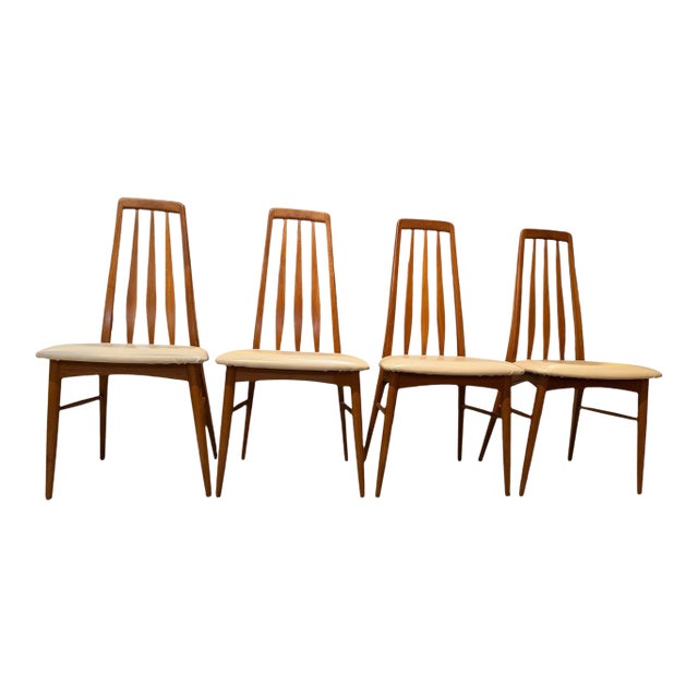 1960s Danish Modern Teak "Eva" Dining Chairs by Niels Koefoed for Koefoeds Hornslet - Set of 4 For Sale