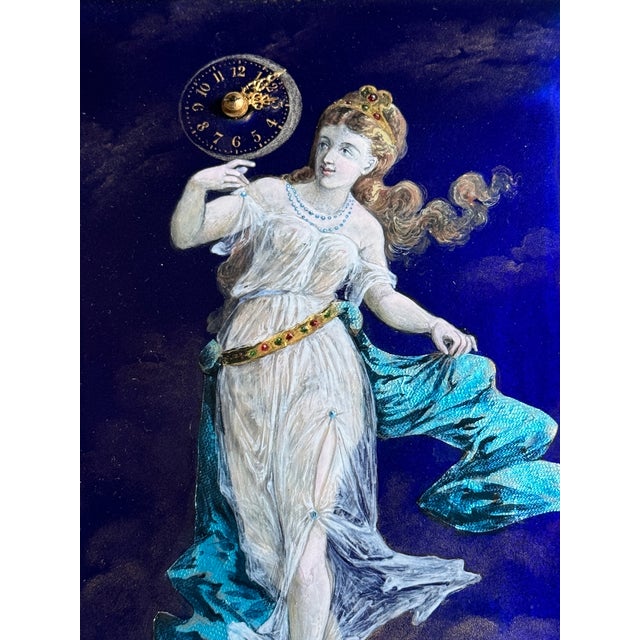 1860s Coblentz Louis XVI Blue Alabaster Enamel Table Clock 1pc For Sale - Image 12 of 17