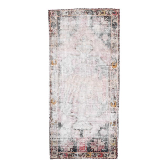 1970s Vintage Turkish Handmade Wool Cotton Runner Rug For Sale