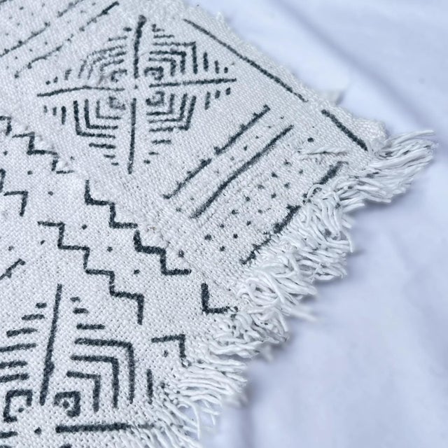 White Early 20th Century White and Black Mudcloth Textile Mali 58 x 40 MATTER COLLECTION For Sale - Image 8 of 8