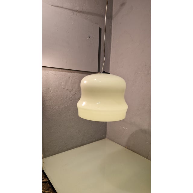 Model 2114 Pendant with Grey Opal Glass Lampshade by Gino Sarfatti for Arteluce, 1960s For Sale - Image 17 of 18