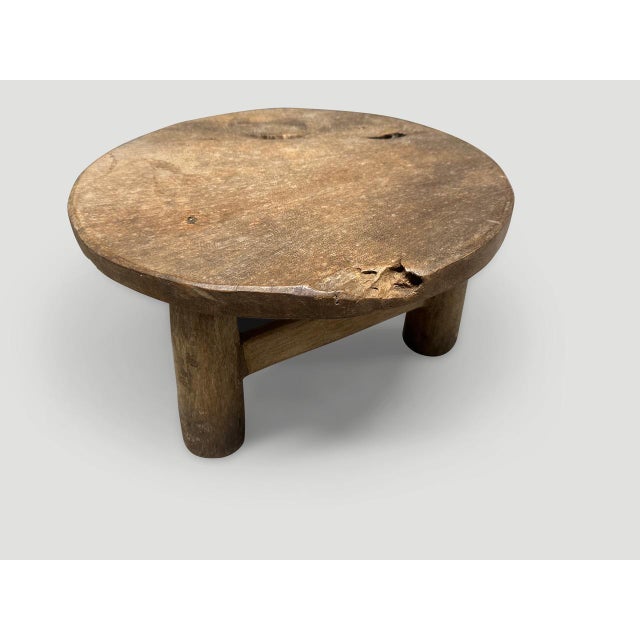Antique Teak Wood Side Table or Stool For Sale - Image 4 of 5