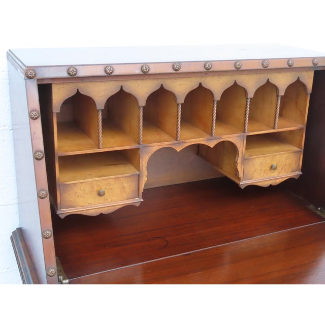 Brown Early 1900s Carved Writing Cabinet Secretary Desk 6680 For Sale - Image 8 of 18
