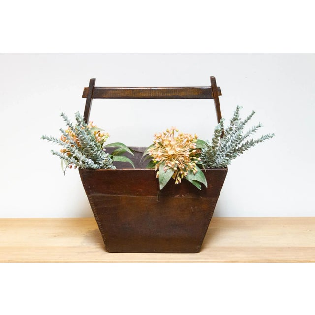 Wood Primitive Wooden Chinese Basket For Sale - Image 7 of 7