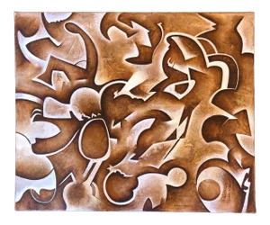 Black White and Brown Geometric Abstract Painting