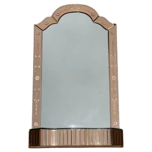 Vintage Art Deco Venetian Vanity Mirror in Peach Glass, 1920