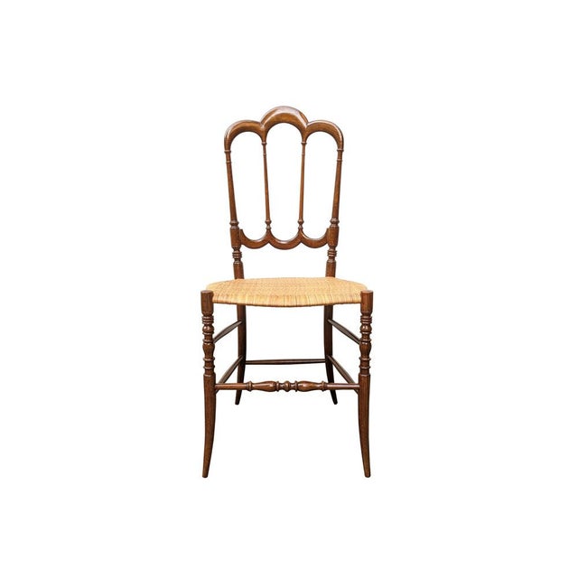 Brown Italian Wood and Vienna Straw Chiavari Chair attributed to Fratelli Levaggi, 1950s For Sale - Image 8 of 8