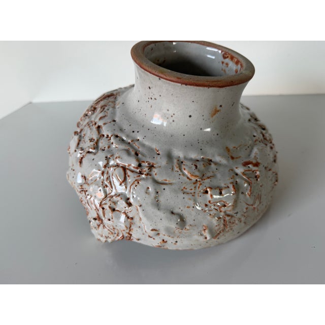 1990's Vintage Organic Handmade Studio Pottery Pedestal Bowl, Signed For Sale - Image 12 of 12