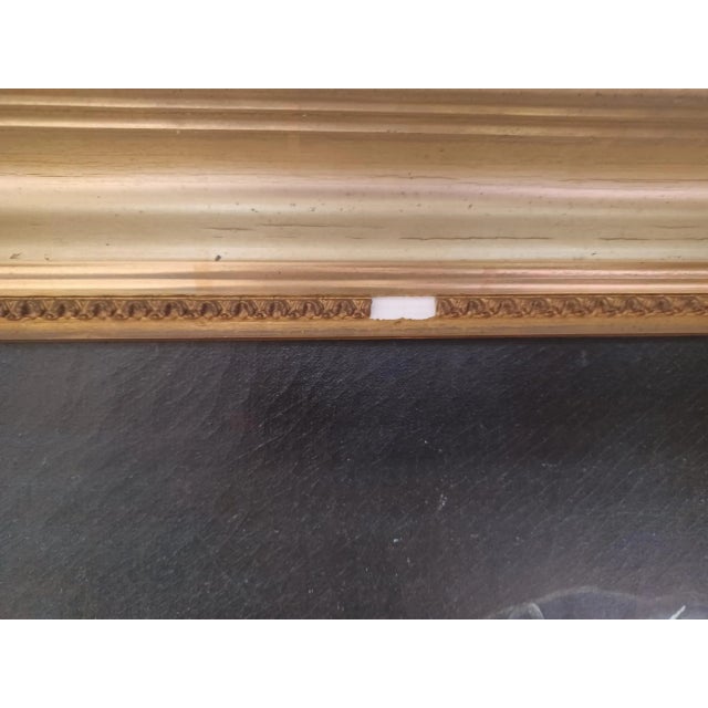 Antique framed oil painting on canvas of a self portrait of a woman wearing a bonnet. Reverse canvas has a comment" taken...