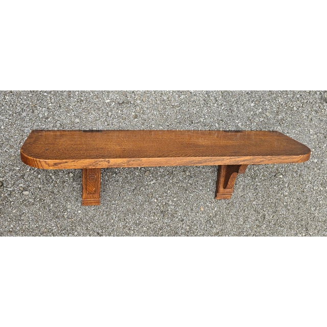 Wood Mid Century Arts and Crafts Mission Style Oak Wall Shelf For Sale - Image 7 of 8