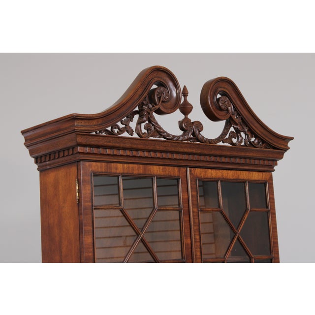 Maitland Smith Chippendale Mahogany Secretary Desk Bookcase For Sale - Image 15 of 18